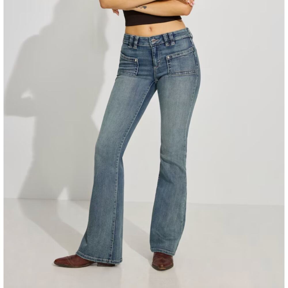 garage y2k style blue low rise flare jeans3